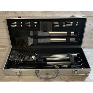 Home Complete 16 Pc Professional Stainless Steel Grill BBQ Set With Storage Case
